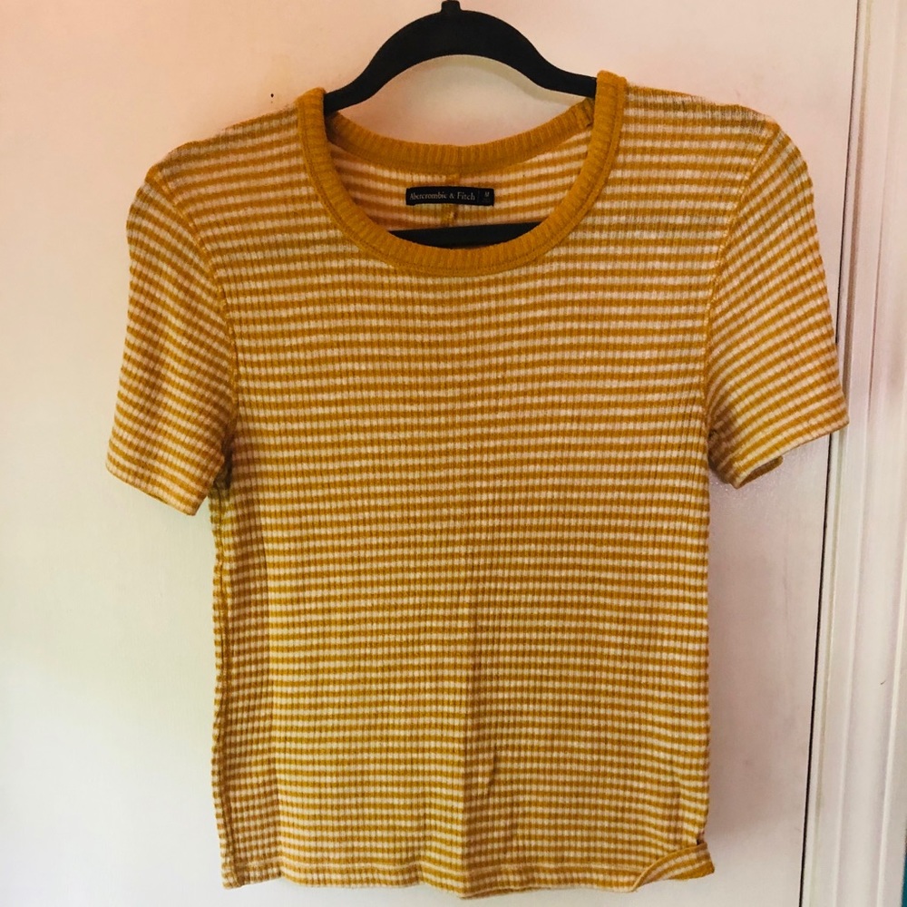 Abercrombie and Fitch Yellow and White Shirt